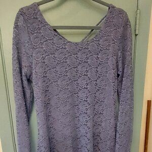 Blue Paisley Lace Dress, Size L